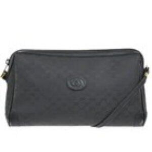 GUCCI Micro GG Pattern Shoulder Hand Bag PVC Leather Black Italy 04EG243